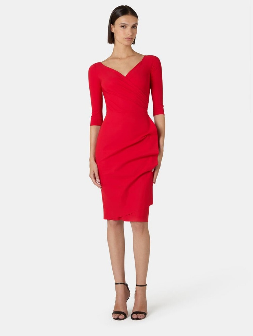 Chiara Boni La Petite Robe Red Florein Dress Made in Italy Stretch Designer